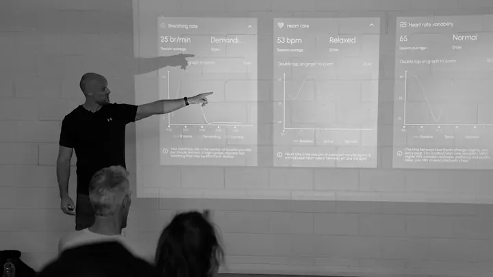 Martin presenting respiratory physiology to a professional group